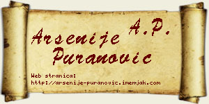 Arsenije Puranović vizit kartica